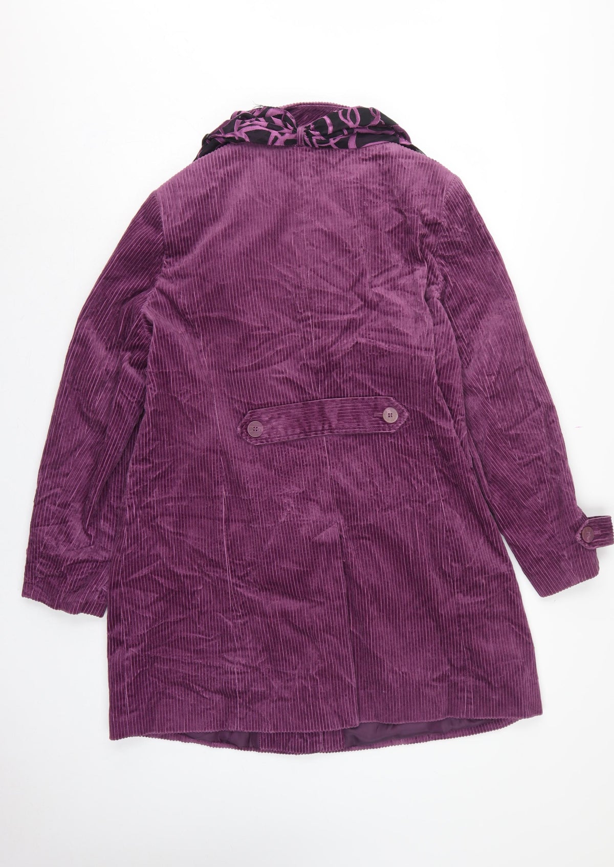 M&S Women Purple UK 18 Corduroy Long Overcoat Scarf