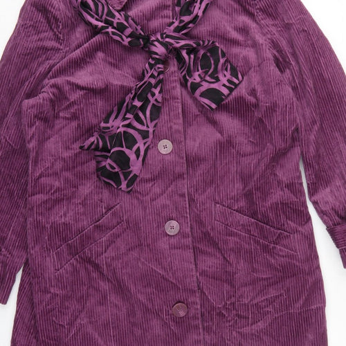 M&S Women Purple UK 18 Corduroy Long Overcoat Scarf