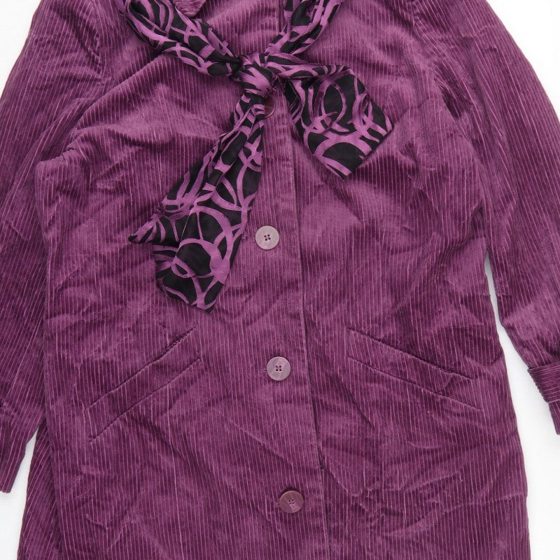 M&S Women Purple UK 18 Corduroy Long Overcoat Scarf
