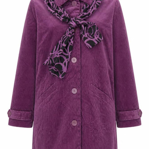 M&S Women Purple UK 18 Corduroy Long Overcoat Scarf