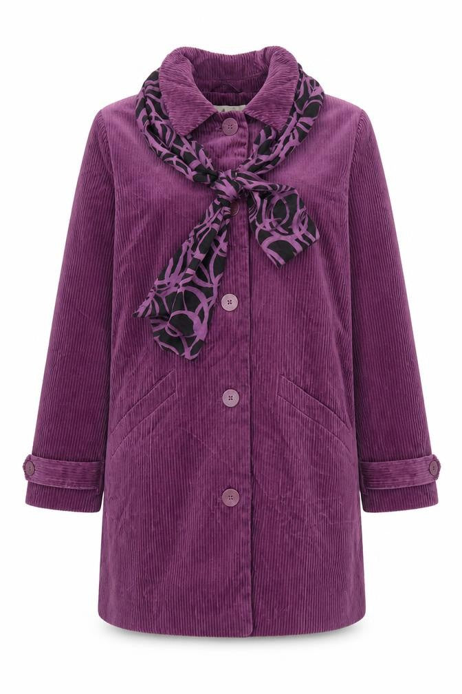M&S Women Purple UK 18 Corduroy Long Overcoat Scarf