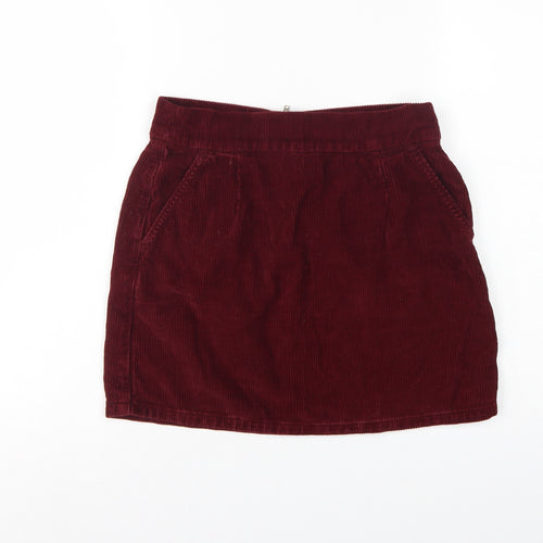 Topshop Moto Women Red Corduroy High Rise Mini Pencil Skirt UK 10