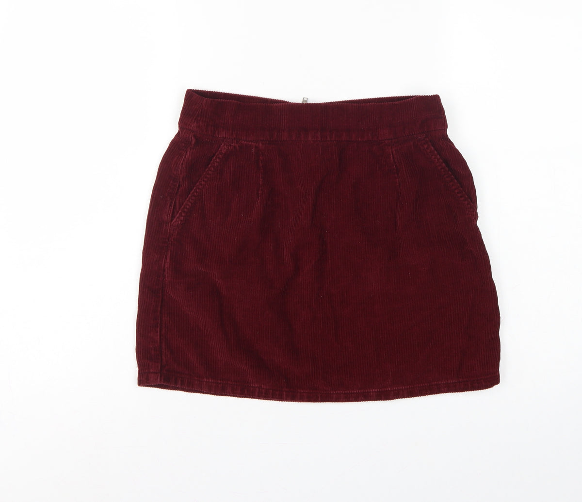Topshop Moto Women Red Corduroy High Rise Mini Pencil Skirt UK 10