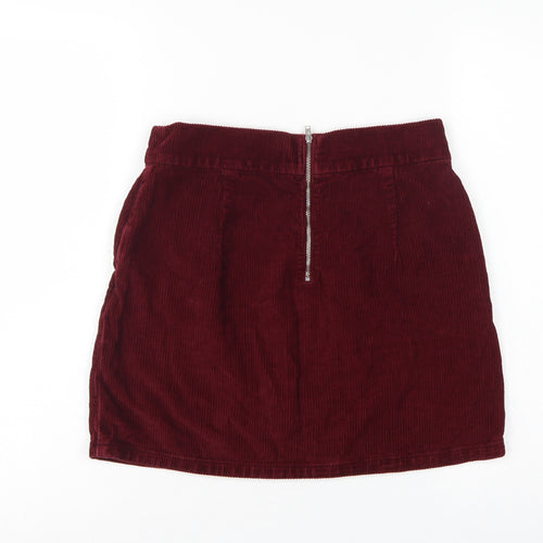 Topshop Moto Women Red Corduroy High Rise Mini Pencil Skirt UK 10