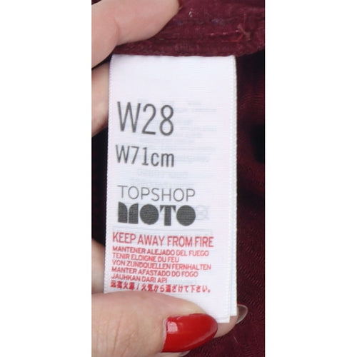 Topshop Moto Women Red Corduroy High Rise Mini Pencil Skirt UK 10