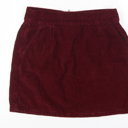 Topshop Moto Women Red Corduroy High Rise Mini Pencil Skirt UK 10