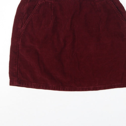 Topshop Moto Women Red Corduroy High Rise Mini Pencil Skirt UK 10