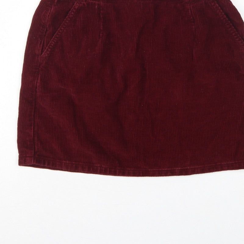 Topshop Moto Women Red Corduroy High Rise Mini Pencil Skirt UK 10