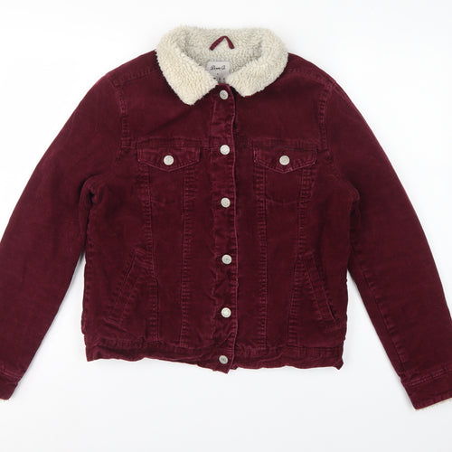 Denim Co. Women’s Red Corduroy Sherpa Collar Jacket UK 10
