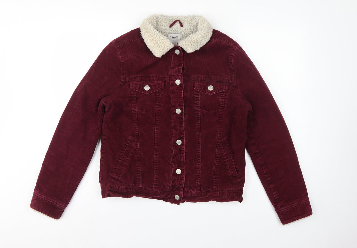 Denim Co. Women’s Red Corduroy Sherpa Collar Jacket UK 10