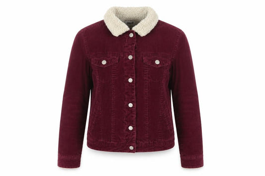 Denim Co. Women’s Red Corduroy Sherpa Collar Jacket UK 10