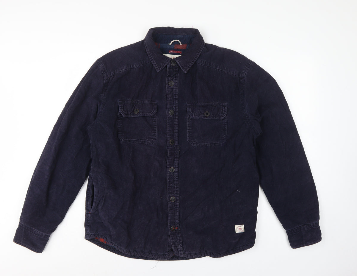 Fat Face Men's Blue M Corduroy Lined Basic Jacket Button-Up