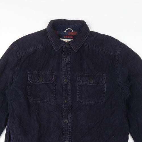 Fat Face Men's Blue M Corduroy Lined Basic Jacket Button-Up