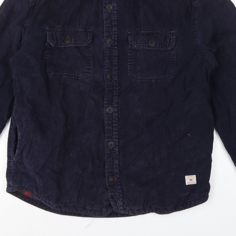 Fat Face Men's Blue M Corduroy Lined Basic Jacket Button-Up