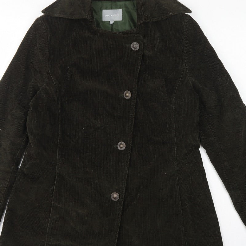 Per Una Women’s Brown UK 14 Corduroy Mid-Length Button Coat
