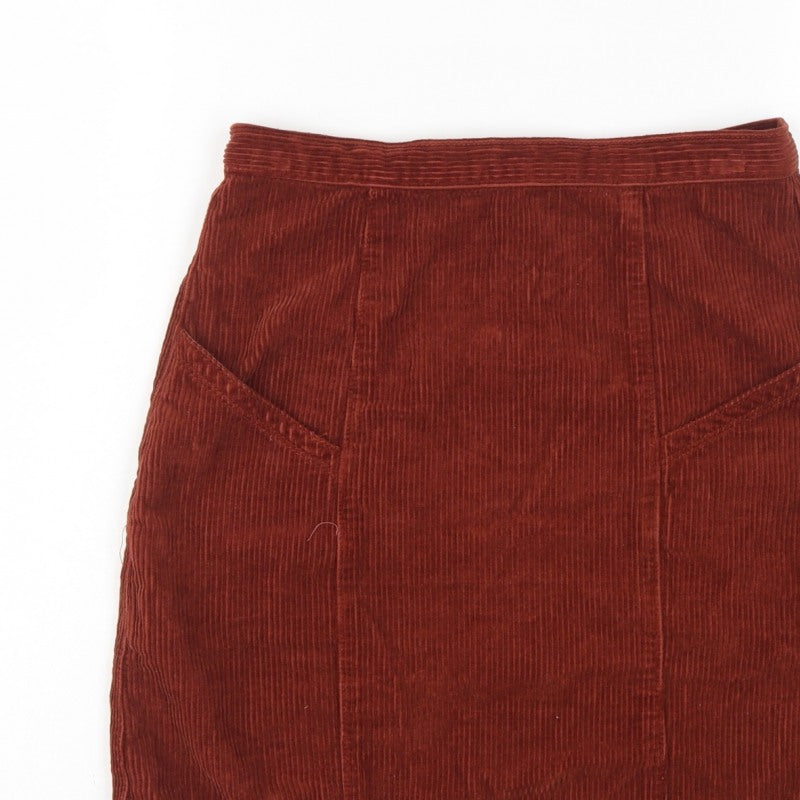 ASOS Design Women Brown Corduroy High Rise Pencil Skirt UK 10 Tall