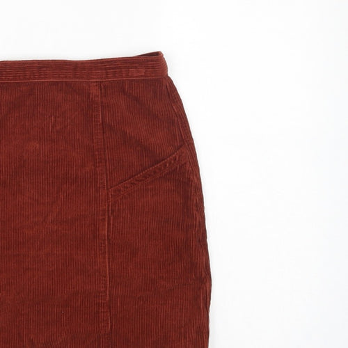 ASOS Design Women Brown Corduroy High Rise Pencil Skirt UK 10 Tall
