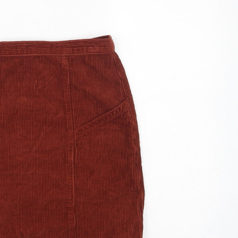 ASOS Design Women Brown Corduroy High Rise Pencil Skirt UK 10 Tall