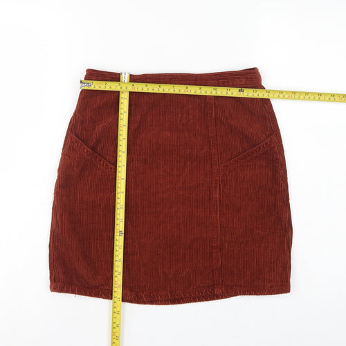ASOS Design Women Brown Corduroy High Rise Pencil Skirt UK 10 Tall