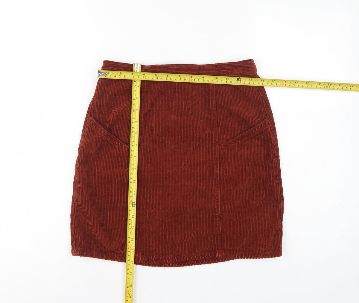 ASOS Design Women Brown Corduroy High Rise Pencil Skirt UK 10 Tall