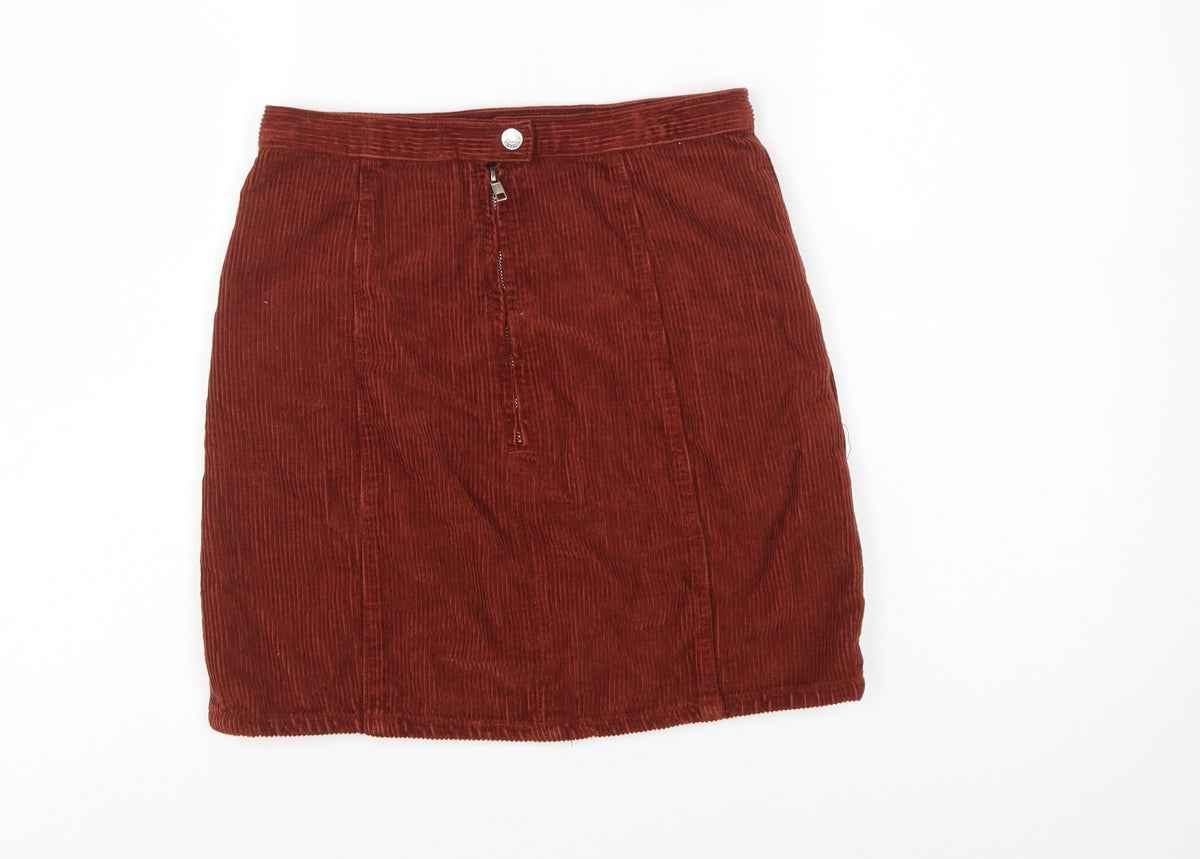 ASOS Design Women Brown Corduroy High Rise Pencil Skirt UK 10 Tall