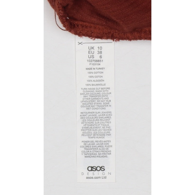 ASOS Design Women Brown Corduroy High Rise Pencil Skirt UK 10 Tall