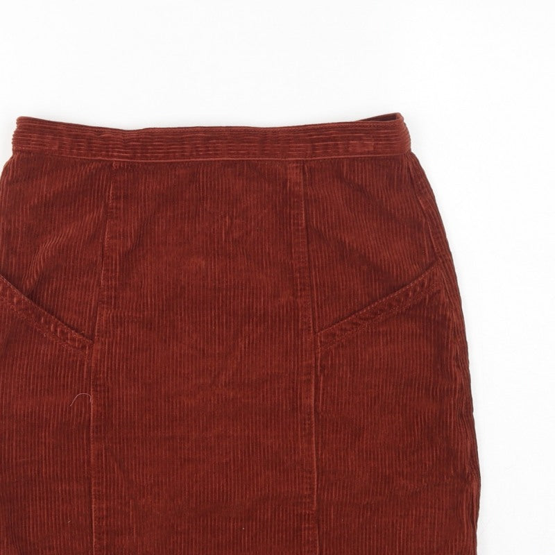 ASOS Design Women Brown Corduroy High Rise Pencil Skirt UK 10 Tall