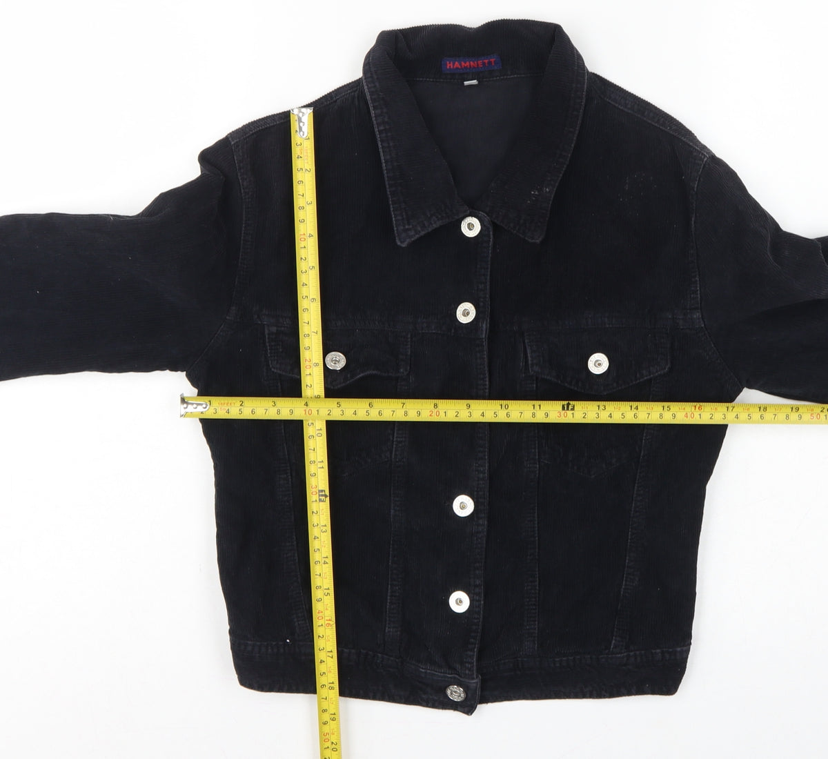 Hamnett Women’s Black S Corduroy Button-Up Basic Jacket