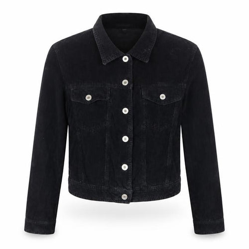 Hamnett Women’s Black S Corduroy Button-Up Basic Jacket