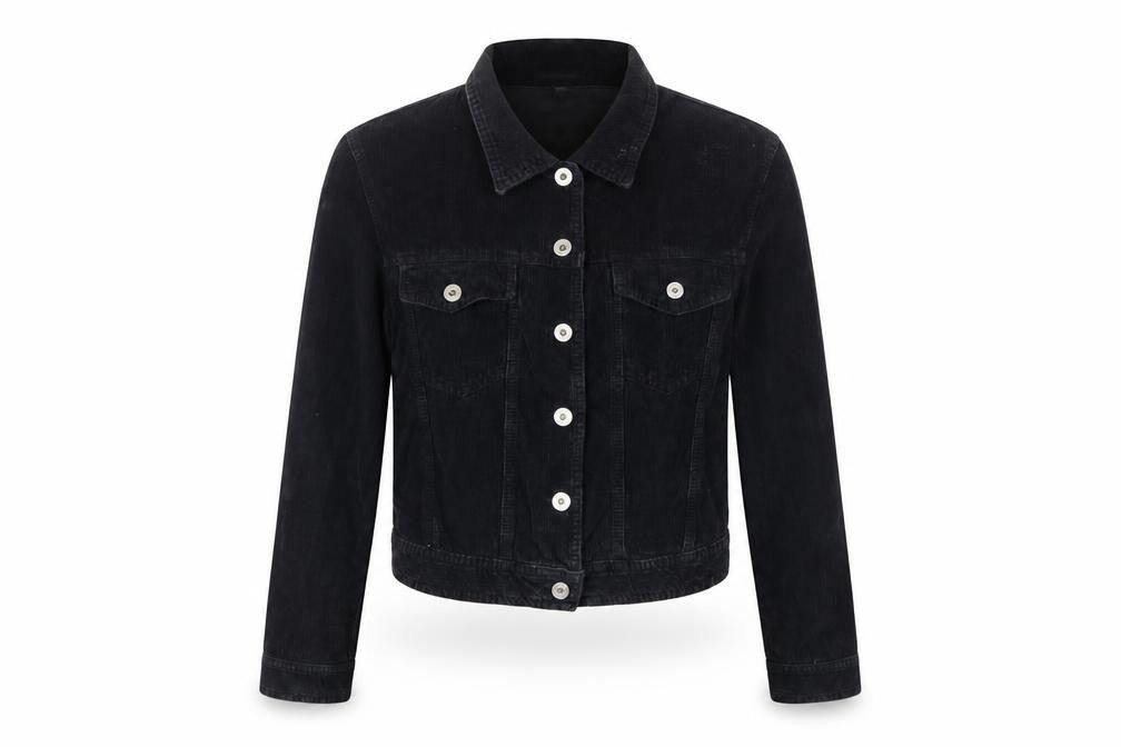 Hamnett Women’s Black S Corduroy Button-Up Basic Jacket