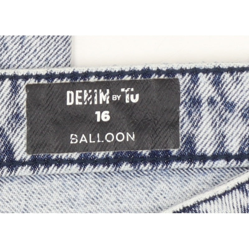 Tu Women Blue UK 16 Balloon High Rise Tapered Denim Jeans
