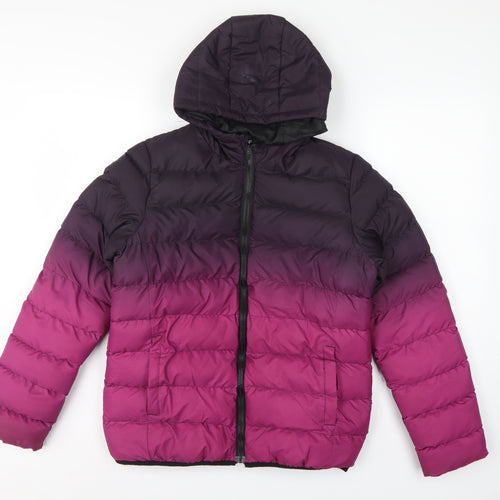 Fluid Boys 13 Years Purple Pink Colourblock Hooded Puffer Jacket