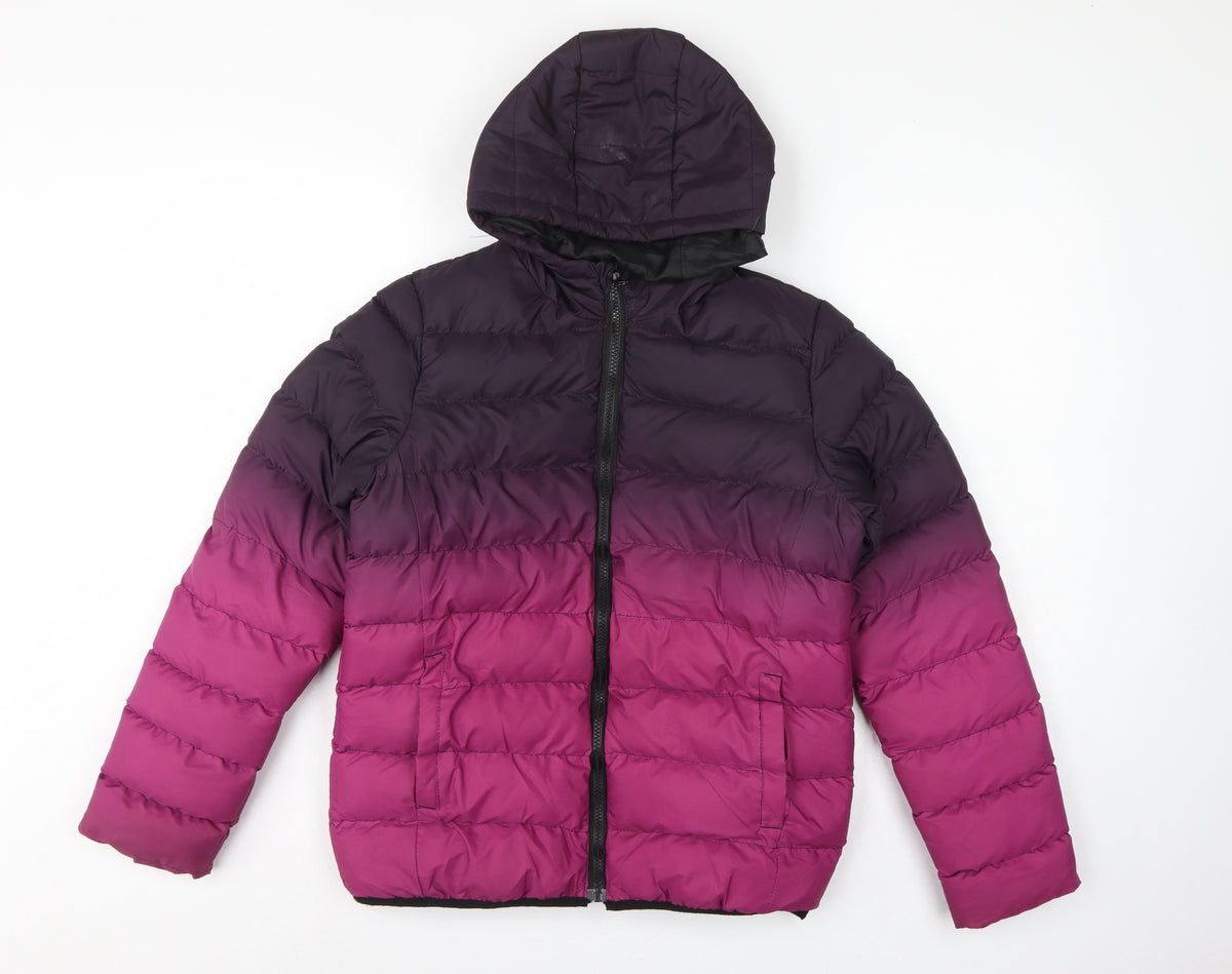 Fluid Boys 13 Years Purple Pink Colourblock Hooded Puffer Jacket