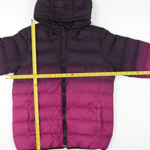 Fluid Boys 13 Years Purple Pink Colourblock Hooded Puffer Jacket
