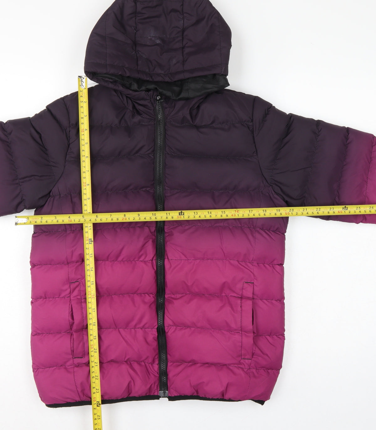 Fluid Boys 13 Years Purple Pink Colourblock Hooded Puffer Jacket