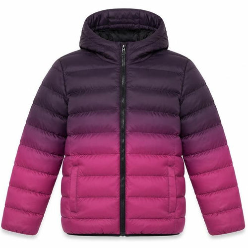 Fluid Boys 13 Years Purple Pink Colourblock Hooded Puffer Jacket