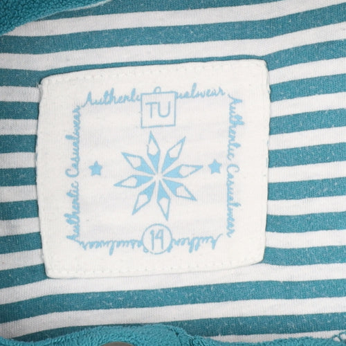 TU Women’s Teal Blue Size 14 Fleece Henley Button Sweatshirt