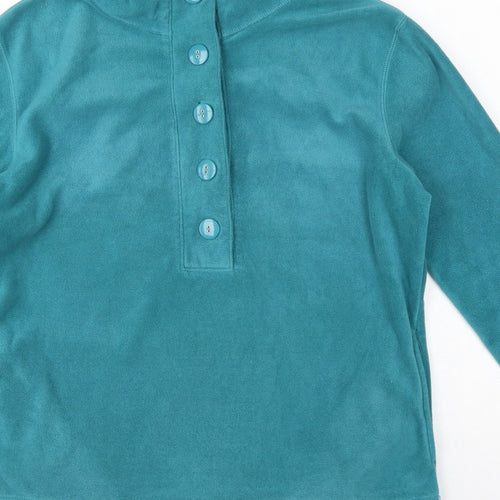 TU Women’s Teal Blue Size 14 Fleece Henley Button Sweatshirt