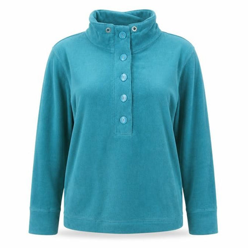 TU Women’s Teal Blue Size 14 Fleece Henley Button Sweatshirt