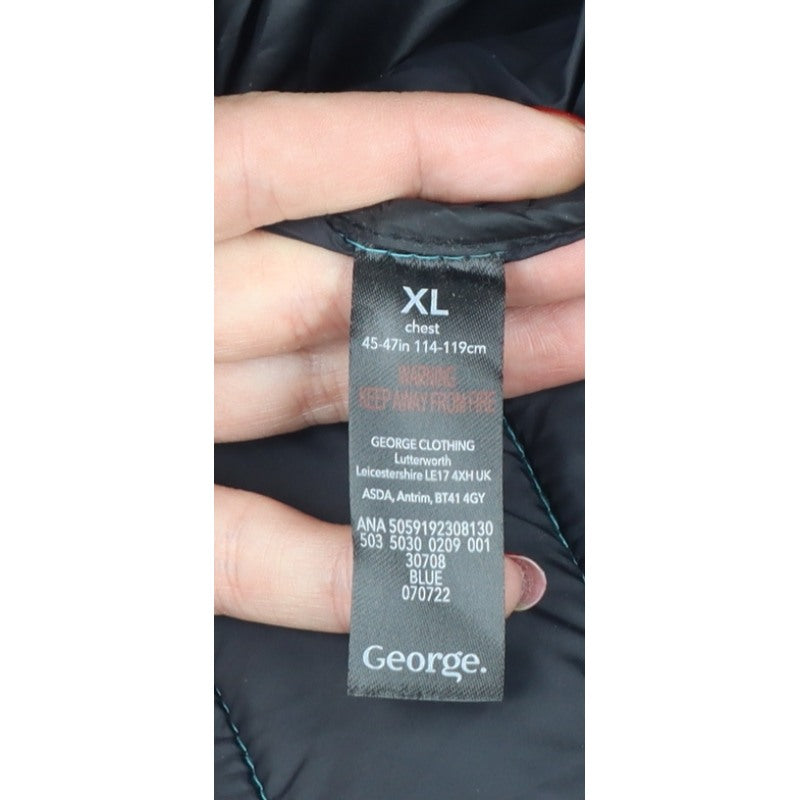 Additional view of George Men’s XL Black Blue Quilted Puffer Jacket Full Zip