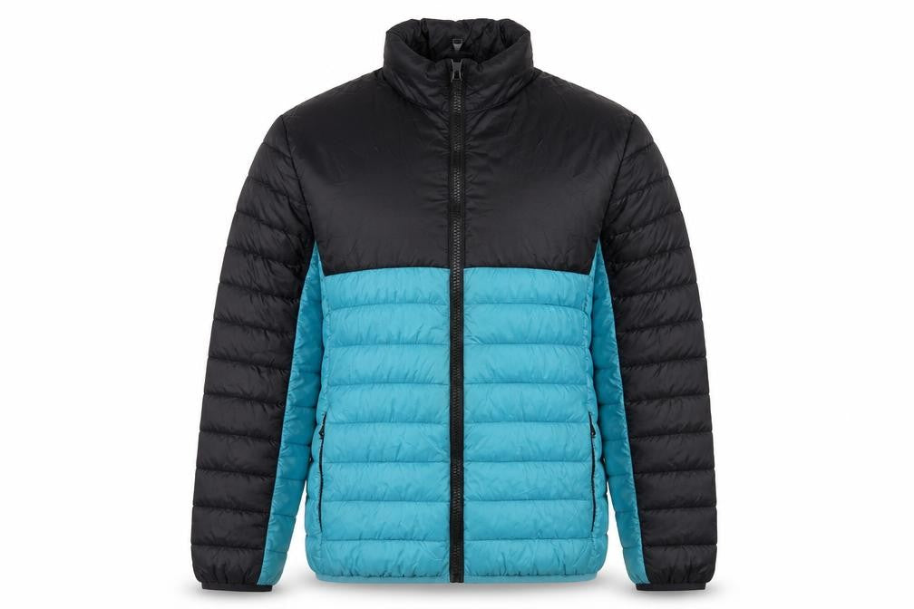 Front view of George Men’s XL Black Blue Quilted Puffer Jacket Full Zip