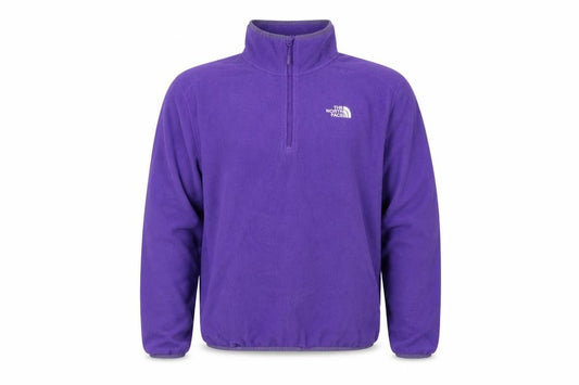 Front view of The North Face unisex purple m 1/4 zip fleece pullover sweatshirt