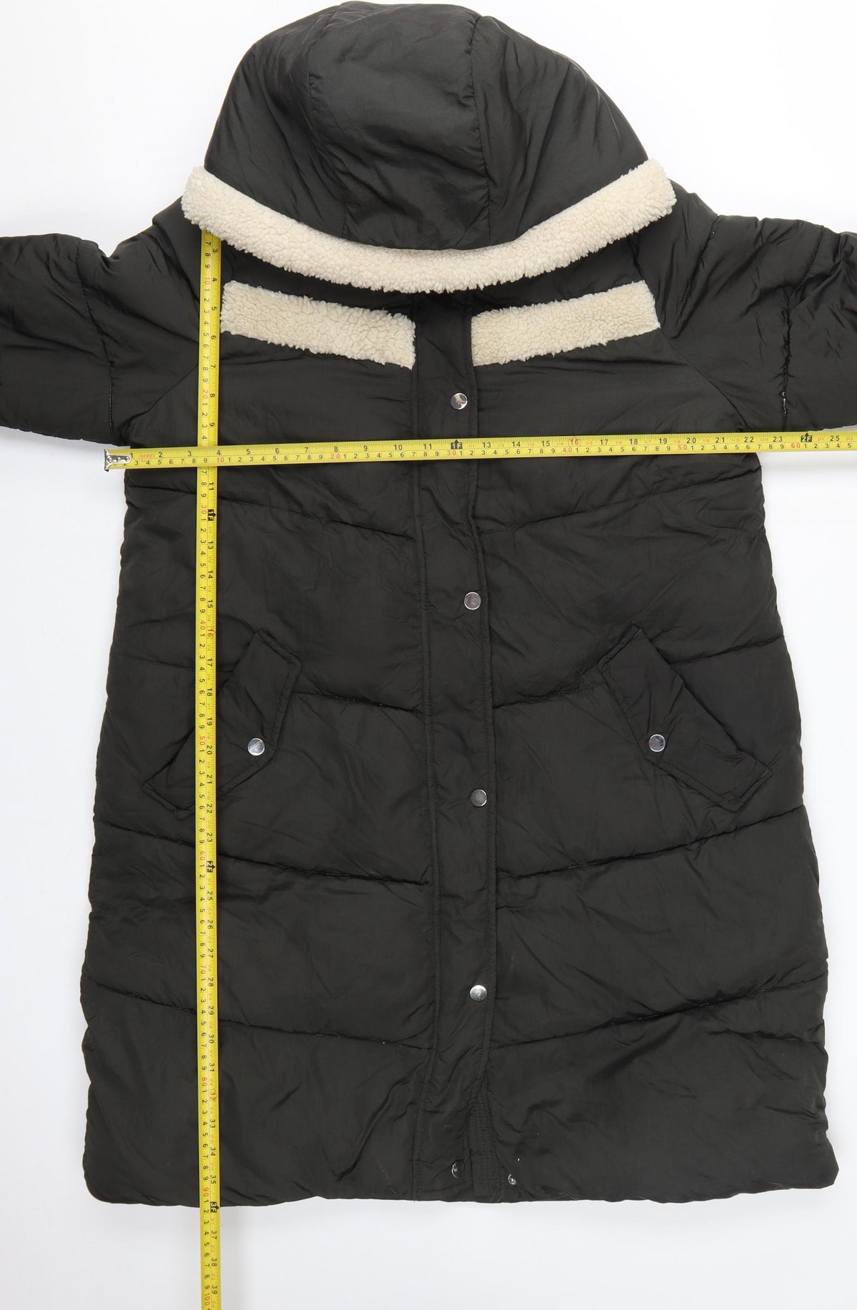 Next Women’s Black UK 16 Petite Long Hooded Puffer Coat