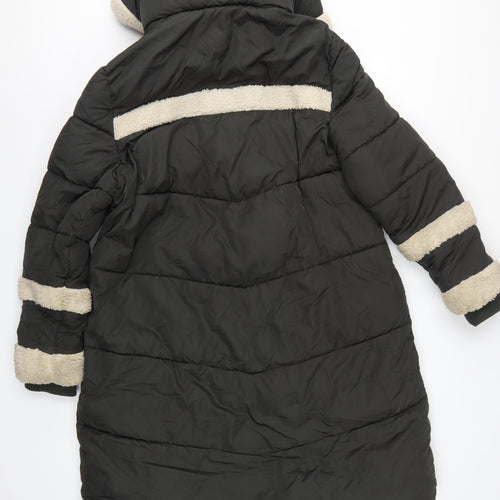 Next Women’s Black UK 16 Petite Long Hooded Puffer Coat