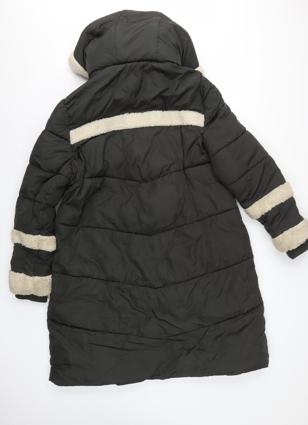 Next Women’s Black UK 16 Petite Long Hooded Puffer Coat