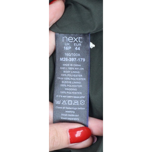 Next Women’s Black UK 16 Petite Long Hooded Puffer Coat