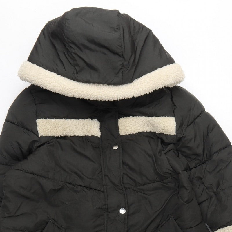 Next Women’s Black UK 16 Petite Long Hooded Puffer Coat