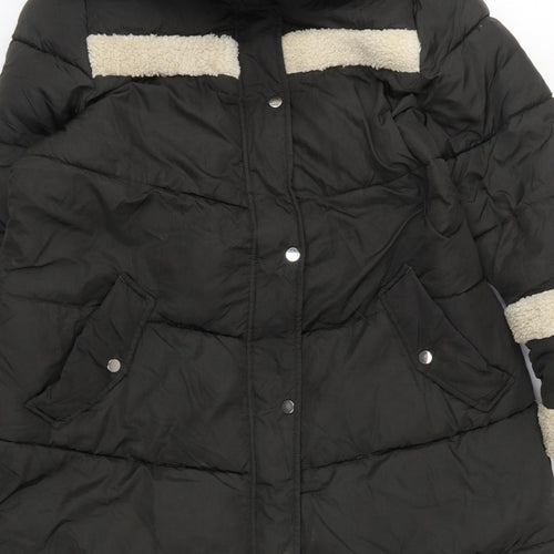 Next Women’s Black UK 16 Petite Long Hooded Puffer Coat