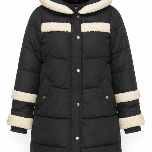 Next Women’s Black UK 16 Petite Long Hooded Puffer Coat