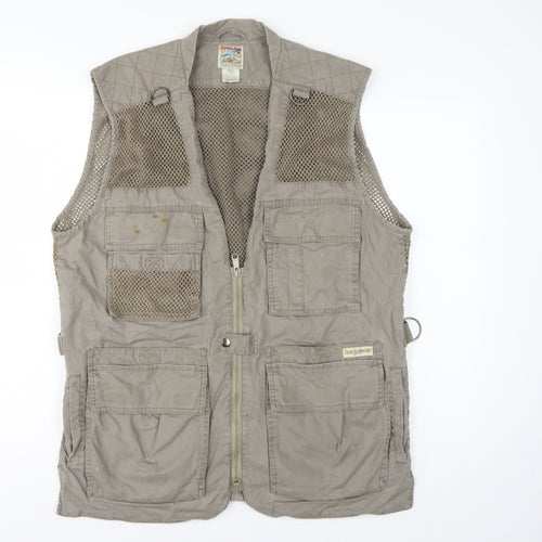 TravelSmith Men’s Grey M Cotton Outdoor Fishing Utility Waistcoat